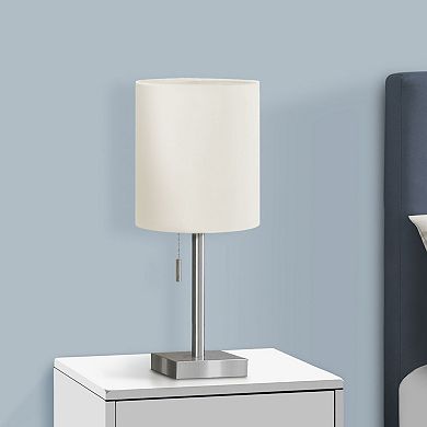Monarch Contemporary 17" Table Lamps with USB Port, Black Metal Base, Beige Shade, Set of 2
