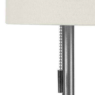 Monarch Contemporary 17" Table Lamps with USB Port, Black Metal Base, Beige Shade, Set of 2