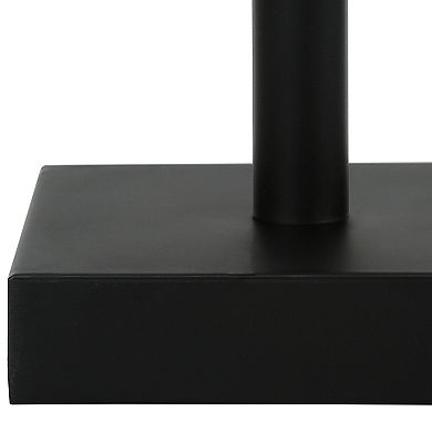 Monarch Contemporary 17" Table Lamps with USB Port, Black Metal Base, Beige Shade, Set of 2