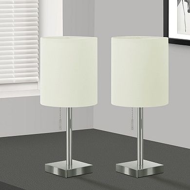 Monarch Contemporary 17" Table Lamps with USB Port, Black Metal Base, Beige Shade, Set of 2