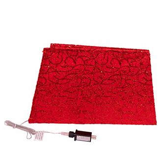 19.7-Inch 70-Light Warm White LED Red Square Treeskirt