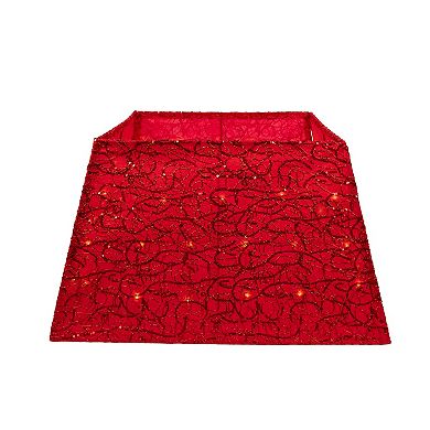 19.7-Inch 70-Light Warm White LED Red Square Treeskirt