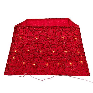 19.7-Inch 70-Light Warm White LED Red Square Treeskirt