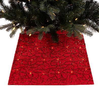 19.7-Inch 70-Light Warm White LED Red Square Treeskirt