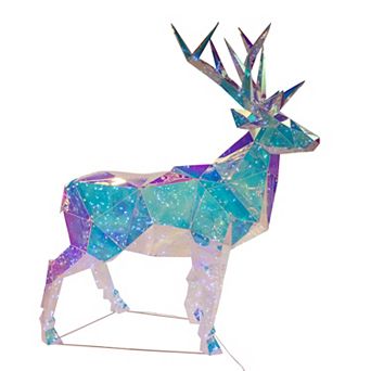 35.4-Inch Pre-Lit 500 Cool White LED Multifunction Holographic Reindeer Floor Decor