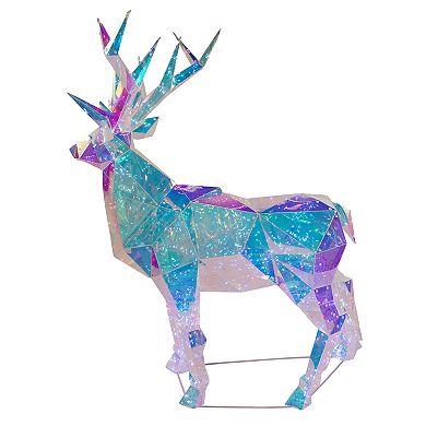 35.4-Inch Pre-Lit 500 Cool White LED Multifunction Holographic Reindeer Floor Decor