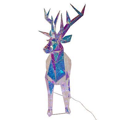 35.4-Inch Pre-Lit 500 Cool White LED Multifunction Holographic Reindeer Floor Decor