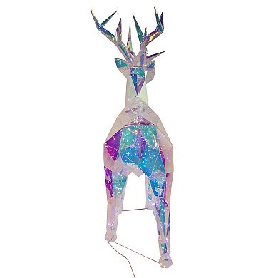 35.4-Inch Pre-Lit 500 Cool White LED Multifunction Holographic Reindeer Floor Decor