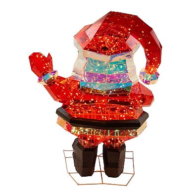 30-Inch Pre-Lit 150 Warm White LED Multifunction Holographic Santa Floor Decor