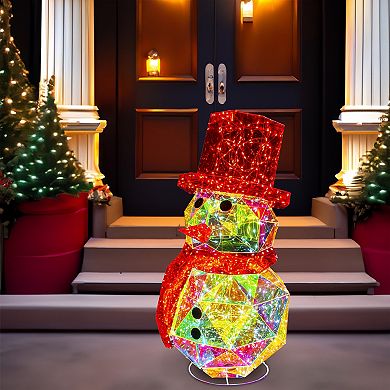 24-Inch 300-Light Warm White Fairy LED Iridescent Snowman Floor Decor