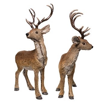 22-Inch Standing Brown Deer Table Pieces, 2 pc Set