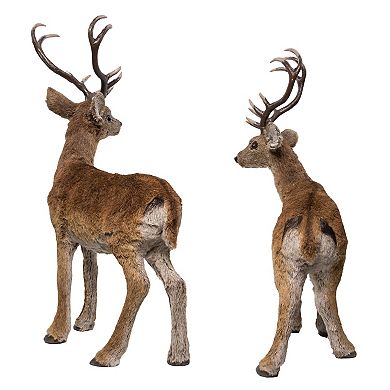 22-Inch Standing Brown Deer Table Pieces, 2-Piece Set