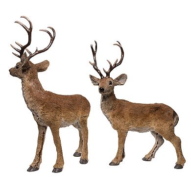 22-Inch Standing Brown Deer Table Pieces, 2-Piece Set