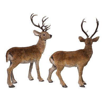 22-Inch Standing Brown Deer Table Pieces, 2-Piece Set