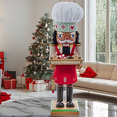 15-Inch Wooden Chef Nutcracker Floor Decor