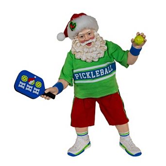 10-Inch Fabriché Santa Playing Pickleball Table Decor