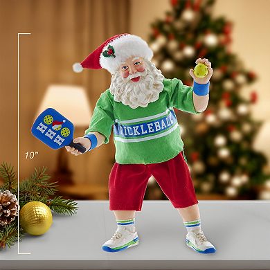 10-Inch Fabriché Santa Playing Pickleball Table Decor