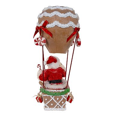 12-Inch Fabriché Gingerbread Hot Air Balloon Santa Table Decor