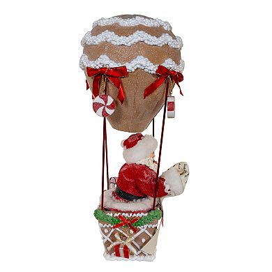 12-Inch Fabriché Gingerbread Hot Air Balloon Santa Table Decor