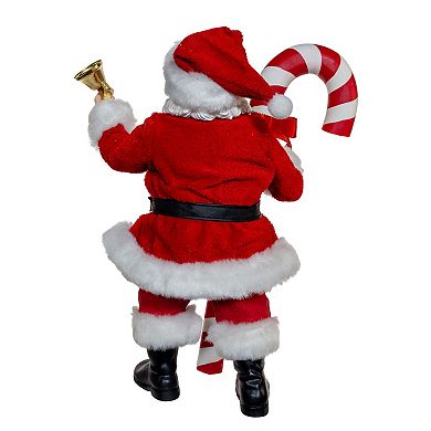 10.5-Inch Fabriché Santa With Oversized Candy Cane Table Decor