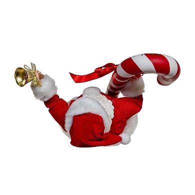 10.5-Inch Fabriché Santa With Oversized Candy Cane Table Decor