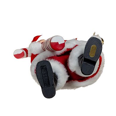 10.5-Inch Fabriché Santa With Oversized Candy Cane Table Decor