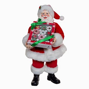 10.5-Inch Fabriché Santa With Box of Donuts Table Decor