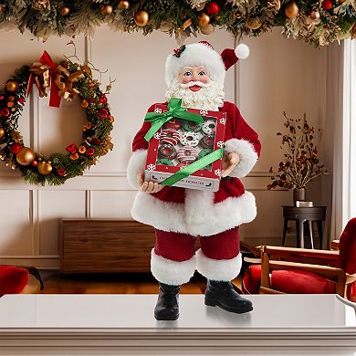 10.5-Inch Fabriché Santa With Box of Donuts Table Decor