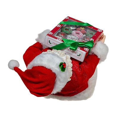 10.5-Inch Fabriché Santa With Box of Donuts Table Decor