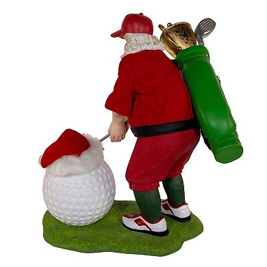 11-Inch Fabriché Golfer Santa With Oversized Golf Ball Table Decor