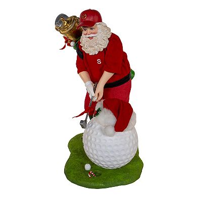11-Inch Fabriché Golfer Santa With Oversized Golf Ball Table Decor