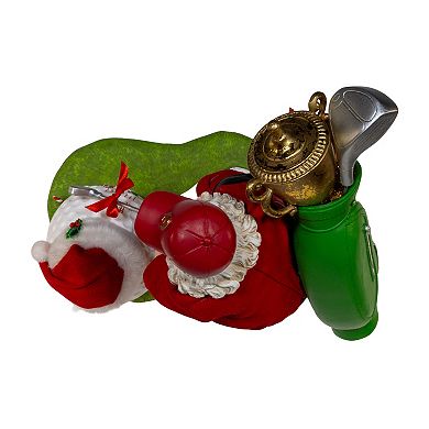 11-Inch Fabriché Golfer Santa With Oversized Golf Ball Table Decor