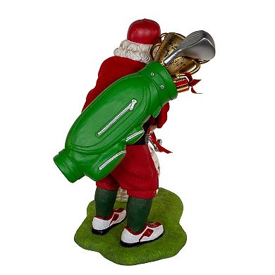 11-Inch Fabriché Golfer Santa With Oversized Golf Ball Table Decor
