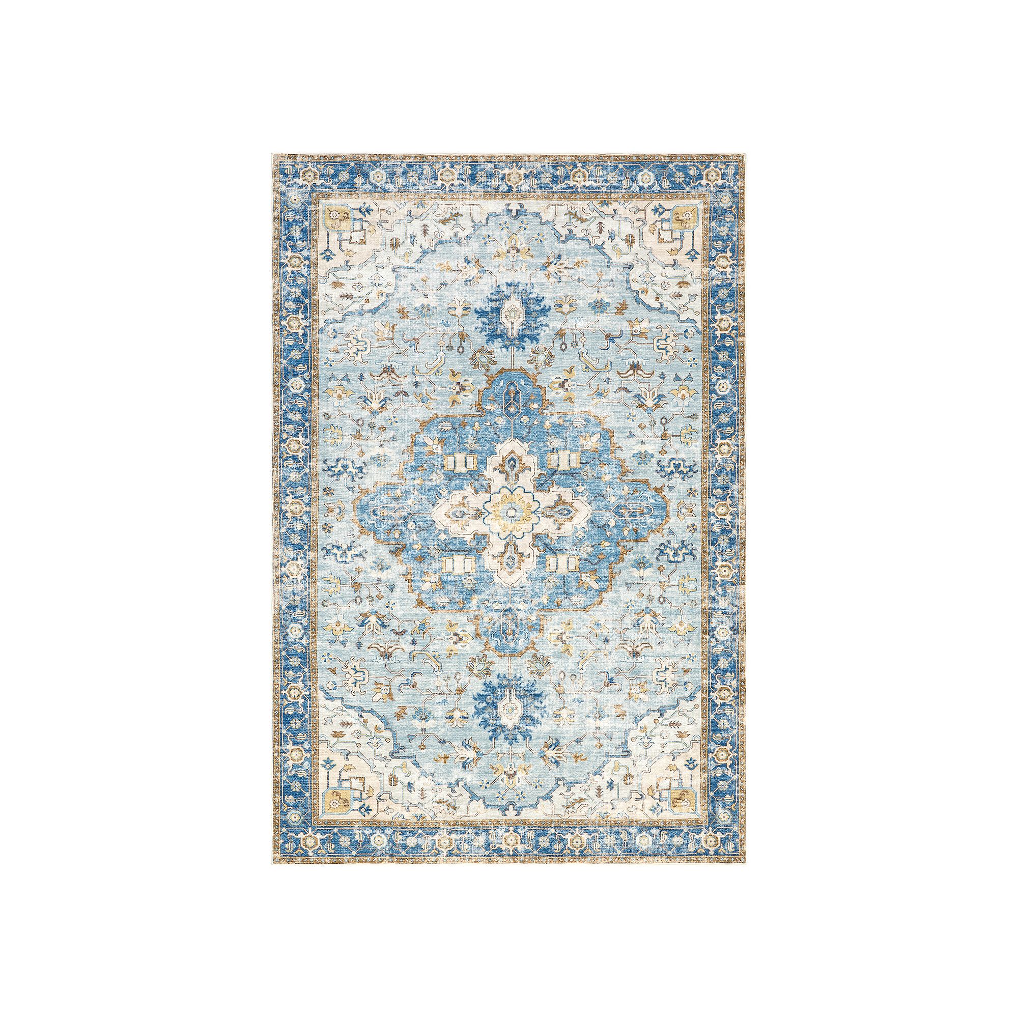 Rugs USA Amaryllis Medallion Area Rug, Dark Blue