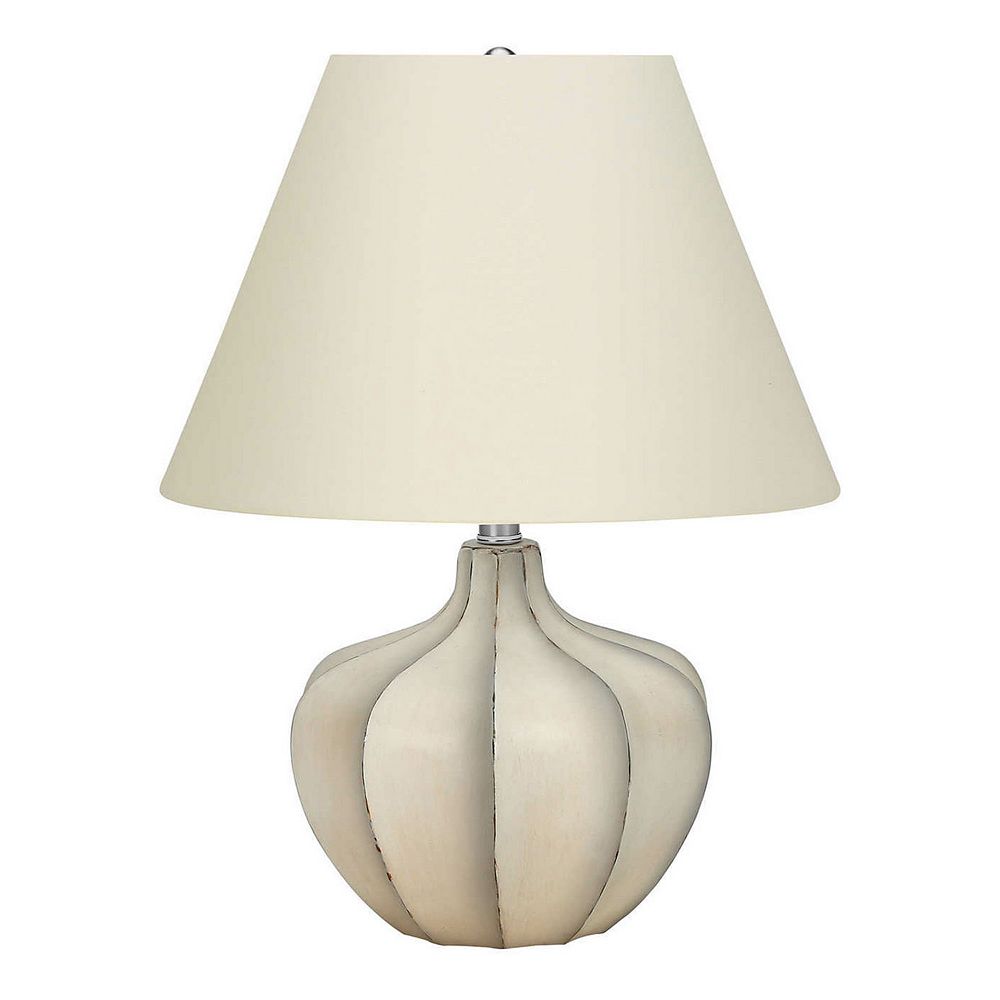 Monarch Transitional 21 Table Lamp, Cream Resin Base, Ivory Shade