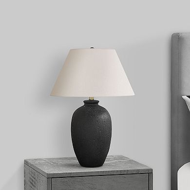 Monarch Modern 24" Table Lamp, Black Ceramic Base, Ivory Shade