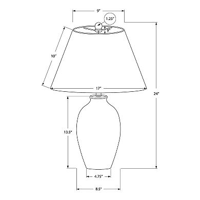 Monarch Modern 24" Table Lamp, Black Ceramic Base, Ivory Shade