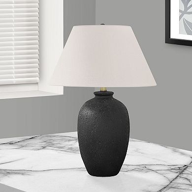 Monarch Modern 24" Table Lamp, Black Ceramic Base, Ivory Shade