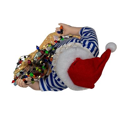 10.5-Inch Fabriché Beach Santa With Lighted Sign Table Decor