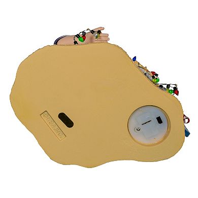 10.5-Inch Fabriché Beach Santa With Lighted Sign Table Decor