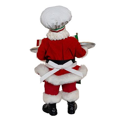 11-Inch Fabriché Chef Santa Holding Two Trays of Pizza Table Decor