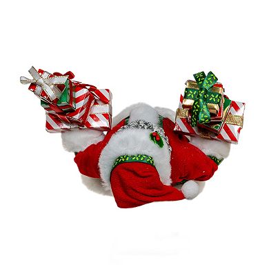 10.5-Inch Fabriché African American Santa with Gifts Table Decor