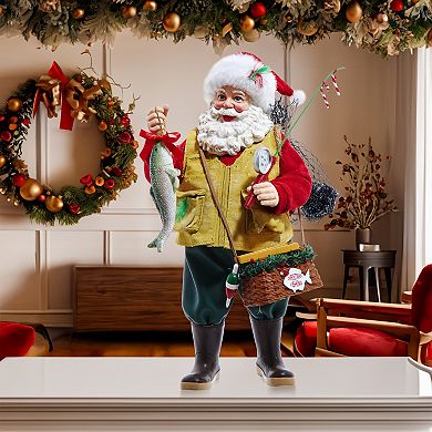 10.5-Inch Fabriché Fisherman Santa Table Decor