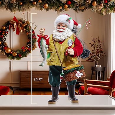 10.5-Inch Fabriché Fisherman Santa Table Decor