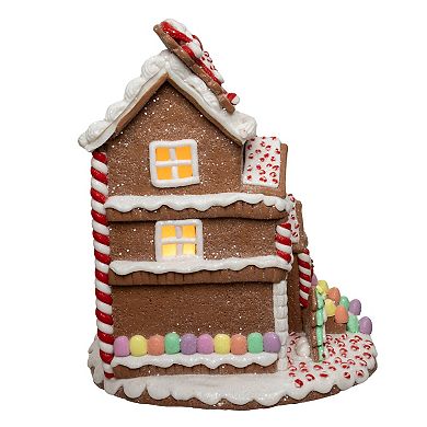 10-Inch Pre-Lit Gingerbread House With Santa Table Decor