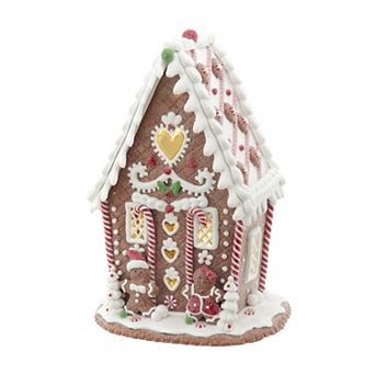 7.87-Inch Battery Operated LED Gingerbread House With Heart Table Decor