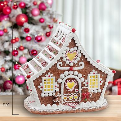 7.87-Inch Battery Operated LED Gingerbread House Table Decor