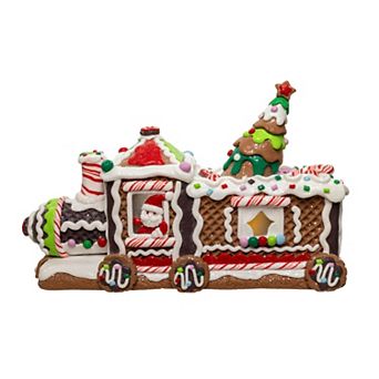 7-Inch LED Gingerbread Train With Tree Table Piece