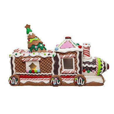 7-Inch LED Gingerbread Train With Tree Table Piece
