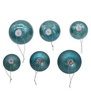 60-80MM Glass Shiny & Matte Teal Mercury Ball Ornaments, 20-Piece Set
